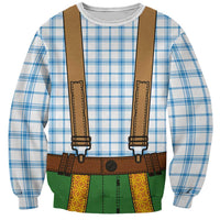 Bavarian Lederhosen Costume Style Sweatshirt Blue Caro Pattern - Wonder Print Shop
