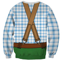 Bavarian Lederhosen Costume Style Sweatshirt Blue Caro Pattern - Wonder Print Shop
