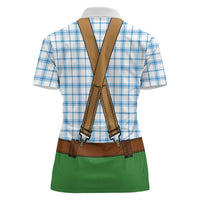 Bavarian Lederhosen Costume Style Women Polo Shirt Blue Caro Pattern - Wonder Print Shop