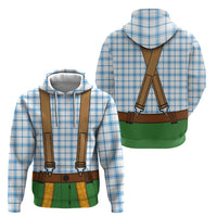 Bavarian Lederhosen Costume Style Zip Hoodie Blue Caro Pattern - Wonder Print Shop
