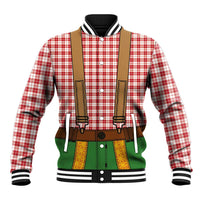 Bavarian Lederhosen Costume Style Baseball Jacket Red Caro Pattern - Wonder Print Shop