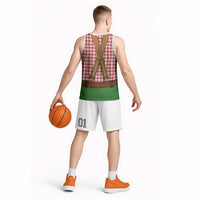 Bavarian Lederhosen Costume Style Basketball Jersey Red Caro Pattern - Wonder Print Shop