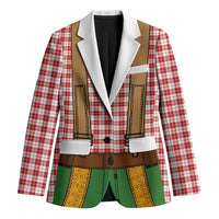 Bavarian Lederhosen Costume Style Blazer Red Caro Pattern - Wonder Print Shop