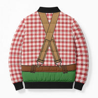 Bavarian Lederhosen Costume Style Bomber Puffer Jacket Red Caro Pattern - Wonder Print Shop