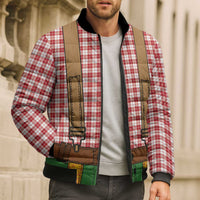 Bavarian Lederhosen Costume Style Bomber Puffer Jacket Red Caro Pattern - Wonder Print Shop