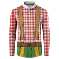 Bavarian Lederhosen Costume Style Button Sweatshirt Red Caro Pattern - Wonder Print Shop