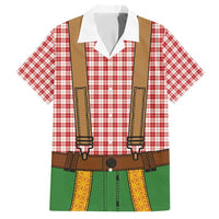 Bavarian Lederhosen Costume Style Hawaiian Shirt Red Caro Pattern - Wonder Print Shop