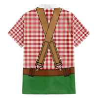 Bavarian Lederhosen Costume Style Hawaiian Shirt Red Caro Pattern - Wonder Print Shop