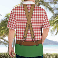 Bavarian Lederhosen Costume Style Hawaiian Shirt Red Caro Pattern - Wonder Print Shop