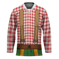 Bavarian Lederhosen Costume Style Hockey Jersey Red Caro Pattern - Wonder Print Shop