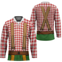 Bavarian Lederhosen Costume Style Hockey Jersey Red Caro Pattern - Wonder Print Shop