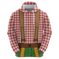 Bavarian Lederhosen Costume Style Hoodie Red Caro Pattern - Wonder Print Shop