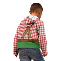 Bavarian Lederhosen Costume Style Kid Hoodie Red Caro Pattern - Wonder Print Shop