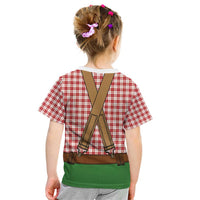 Bavarian Lederhosen Costume Style Kid T Shirt Red Caro Pattern - Wonder Print Shop