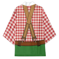 Bavarian Lederhosen Costume Style Kimono Red Caro Pattern - Wonder Print Shop