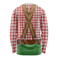 Bavarian Lederhosen Costume Style Long Sleeve Shirt Red Caro Pattern - Wonder Print Shop