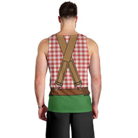 Bavarian Lederhosen Costume Style Men Tank Top Red Caro Pattern - Wonder Print Shop