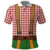 Bavarian Lederhosen Costume Style Polo Shirt Red Caro Pattern - Wonder Print Shop