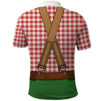 Bavarian Lederhosen Costume Style Polo Shirt Red Caro Pattern - Wonder Print Shop