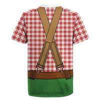 Bavarian Lederhosen Costume Style Rugby Jersey Red Caro Pattern - Wonder Print Shop