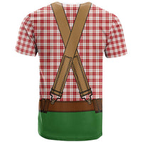 Bavarian Lederhosen Costume Style T Shirt Red Caro Pattern - Wonder Print Shop
