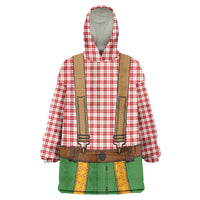 Bavarian Lederhosen Costume Style Wearable Blanket Hoodie Red Caro Pattern - Wonder Print Shop