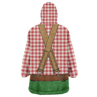 Bavarian Lederhosen Costume Style Wearable Blanket Hoodie Red Caro Pattern - Wonder Print Shop