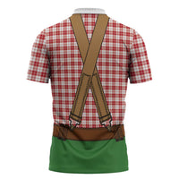 Bavarian Lederhosen Costume Style Zipper Polo Shirt Red Caro Pattern - Wonder Print Shop