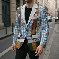 Bavarian Lederhosen Costume Style Blazer Edelweiss Rautenflagge Pattern - Wonder Print Shop