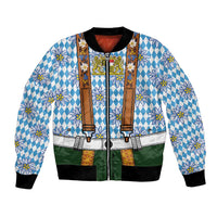 Bavarian Lederhosen Costume Style Bomber Jacket Edelweiss Rautenflagge Pattern - Wonder Print Shop