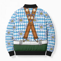 Bavarian Lederhosen Costume Style Bomber Puffer Jacket Edelweiss Rautenflagge Pattern - Wonder Print Shop