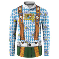 Bavarian Lederhosen Costume Style Button Sweatshirt Edelweiss Rautenflagge Pattern - Wonder Print Shop