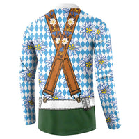 Bavarian Lederhosen Costume Style Button Sweatshirt Edelweiss Rautenflagge Pattern - Wonder Print Shop