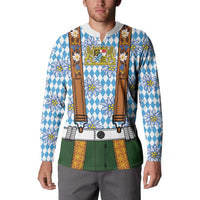 Bavarian Lederhosen Costume Style Button Sweatshirt Edelweiss Rautenflagge Pattern - Wonder Print Shop