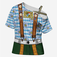 Bavarian Lederhosen Costume Style Cross Shoulder Shirt Edelweiss Rautenflagge Pattern - Wonder Print Shop