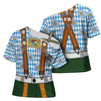 Bavarian Lederhosen Costume Style Cross Shoulder Shirt Edelweiss Rautenflagge Pattern - Wonder Print Shop