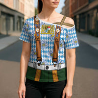 Bavarian Lederhosen Costume Style Cross Shoulder Shirt Edelweiss Rautenflagge Pattern - Wonder Print Shop