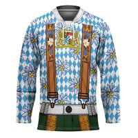 Bavarian Lederhosen Costume Style Hockey Jersey Edelweiss Rautenflagge Pattern - Wonder Print Shop