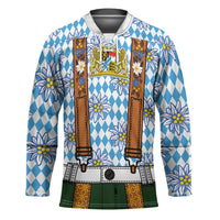 Bavarian Lederhosen Costume Style Hockey Jersey Edelweiss Rautenflagge Pattern - Wonder Print Shop