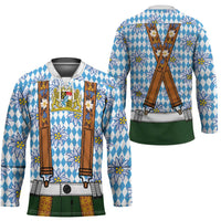 Bavarian Lederhosen Costume Style Hockey Jersey Edelweiss Rautenflagge Pattern - Wonder Print Shop