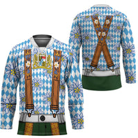 Bavarian Lederhosen Costume Style Hockey Jersey Edelweiss Rautenflagge Pattern - Wonder Print Shop