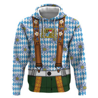 Bavarian Lederhosen Costume Style Hoodie Edelweiss Rautenflagge Pattern - Wonder Print Shop