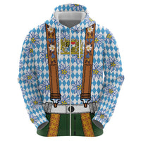 Bavarian Lederhosen Costume Style Hoodie Edelweiss Rautenflagge Pattern - Wonder Print Shop