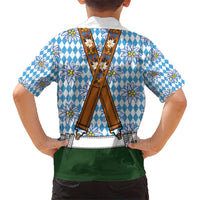 Bavarian Lederhosen Costume Style Kid Hawaiian Shirt Edelweiss Rautenflagge Pattern - Wonder Print Shop