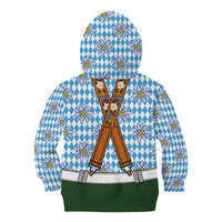 Bavarian Lederhosen Costume Style Kid Hoodie Edelweiss Rautenflagge Pattern - Wonder Print Shop