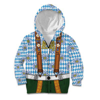 Bavarian Lederhosen Costume Style Kid Hoodie Edelweiss Rautenflagge Pattern - Wonder Print Shop