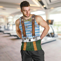 Bavarian Lederhosen Costume Style Men Tank Top Edelweiss Rautenflagge Pattern - Wonder Print Shop
