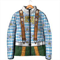 Bavarian Lederhosen Costume Style Padded Jacket Edelweiss Rautenflagge Pattern - Wonder Print Shop