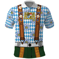 Bavarian Lederhosen Costume Style Polo Shirt Edelweiss Rautenflagge Pattern - Wonder Print Shop