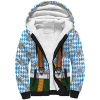 Bavarian Lederhosen Costume Style Sherpa Hoodie Edelweiss Rautenflagge Pattern - Wonder Print Shop